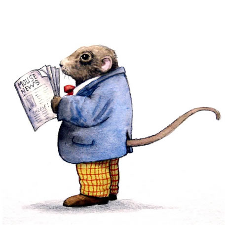 Mouse News - Watercolour & coloured pencil