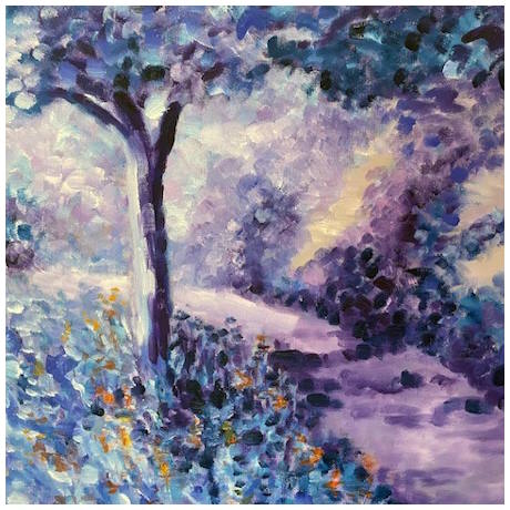 Monets garden in purple